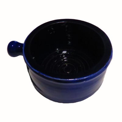 Handmade ceramic shaving bowl with cap Blue