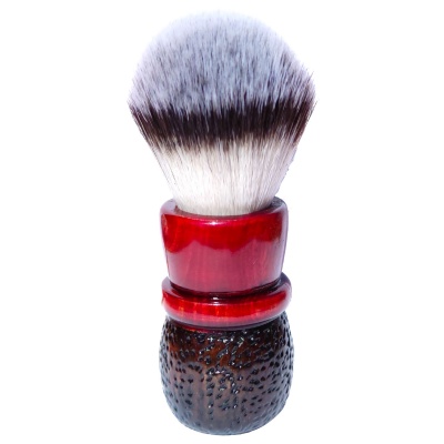 Olive wood rusticated shaving brush with 28mm synthetic knot 1